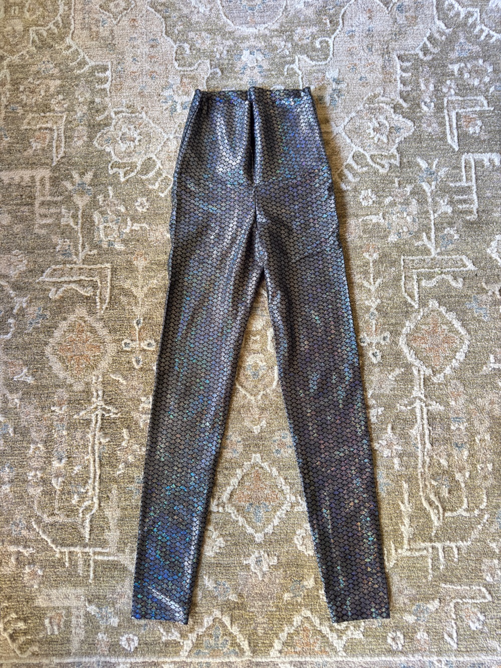 Emily Hsu Midnight Mermaid Sneaker Leggings Black with Iridescent Blue-Green XS
